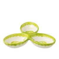 J-Line Apero Dish Granada Clover Ceramic White Green