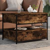Salontafel 70x50x50 cm bewerkt hout en metaal gerookt eiken