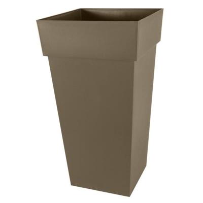 Eda Bloempot Toscane - vierkant - kunststof - taupe - L43 x B43 x H80 cm - 98 liter