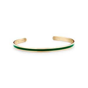 Key Moments 8KM B00535 Stalen Open Bangle One-size (60 x 50 x 4 mm) Goudkleurig / Donkergroen