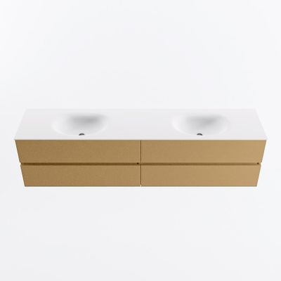 MONDIAZ VICA 200cm badmeubel onderkast Oro 4 lades. Wastafel MOON dubbel 2 kraangaten, kleur Talc.