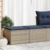 2-delige Loungeset met kussens poly rattan acacia grijs