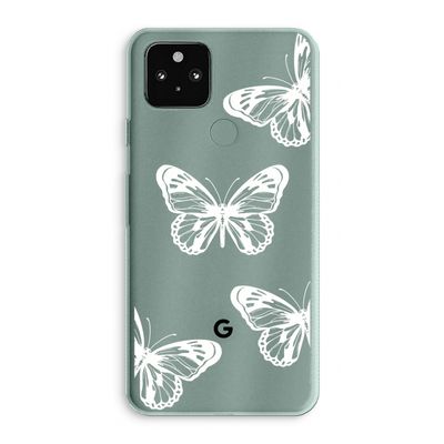 White butterfly: Google Pixel 5a 5G Transparant Hoesje