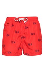 Kiton short de bain à logo imprimé all-over - Rouge