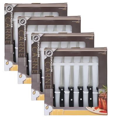 Gerimport vlees / steak messen - 24x stuks - RVS - bakeliet handvat - 21 cm - scherpe messen