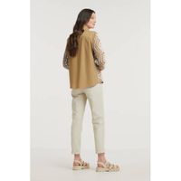 Cream gehaakt jack zomer met all over print bruin - thumbnail