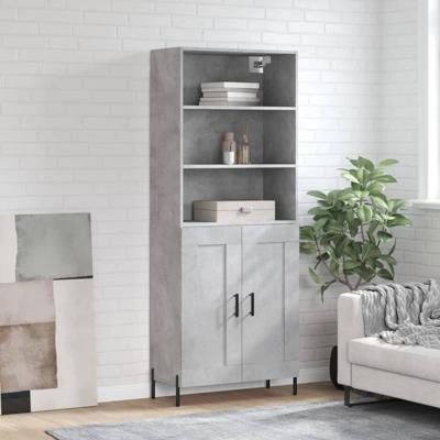 Hoge kast 69,5x34x180 cm bewerkt hout betongrijs