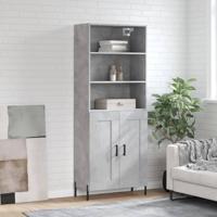 Hoge kast 69,5x34x180 cm bewerkt hout betongrijs