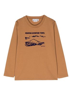 Bonpoint sweat à logo en maille chenille contrastante - Marron