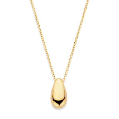 Geelgoud op 925 Zilveren Collier met Druppelvorm - Verstelbare Draaglengtes (41-45cm)