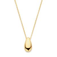 Geelgoud op 925 Zilveren Collier met Druppelvorm - Verstelbare Draaglengtes (41-45cm)