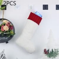 2 stuks CX20221 kerst wol breien sok Gift Bag kerstboom hanger decoratie (wit)