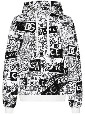 Dolce & Gabbana hoodie en coton à logo imprimé all-over - Noir