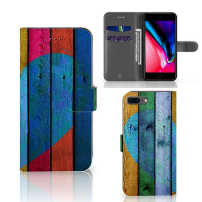 Apple iPhone 7 Plus | 8 Plus | Book Style Case | Wood Heart - Cadeau voor je Vriend