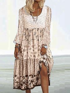 Floral Printed Long Sleeves Sweet Boho Weaving Dress