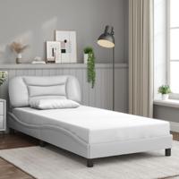Bedframe met hoofdbord kunstleer wit 100x200 cm