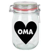 Cadeau voorraadpot - oma - glas - 11 x 11 cm - 1 liter - verjaardag cadeau - snoeppot