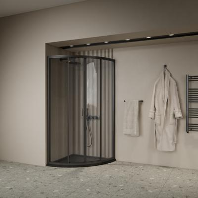 Douchecabine BWS Ola 80x80x190 cm Kwartrond Schuif Zwart Boss & Wessing