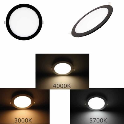 LED paneel rond 10W 200mm inbouw 620, 670, 720 Lm kleur instelbaar 3000K, 4000K en 5700K dimbaar zw