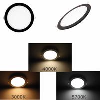 LED paneel rond 10W 200mm inbouw 620, 670, 720 Lm kleur instelbaar 3000K, 4000K en 5700K dimbaar zw