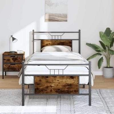 Bedframe zonder matras hout gerookt eikenkleurig 90x190 cm
