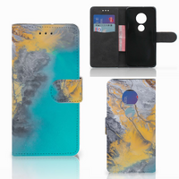 Motorola Moto G7 Play Bookcase Marble Blue Gold