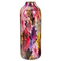 Vaas Flower Bouquet - bloemenprint zwart - metaal/emaille - D12 x H34 cm - bloemenvaas