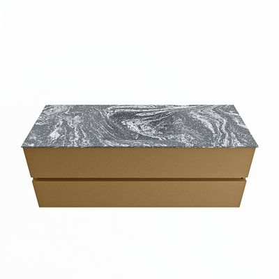 MONDIAZ VICA-DLUX 130cm badmeubel onderkast Oro 2 lades. Inbouw wastafel CLOUD midden 1 kraangat, kleur Lava.