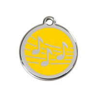 Music Yellow roestvrijstalen hondenpenning medium/gemiddeld dia. 3 cm - RedDingo