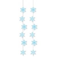 2x stuks sneeuwvlokken decoratie papieren slinger 108 cm - thumbnail