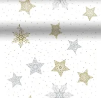 Duni dunicel 3-in-1 tafelloper snowstars white 40x480cm wit Duni dunicel 3-in-1 tafelloper snowstars white 40x480cm wit