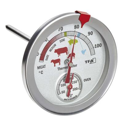 Vlees thermometer prikker - 0-300 graden celcius - RVS - analoog - 11 cm