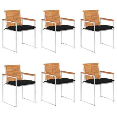 Tuinstoelen 6 st met kussens massief acaciahout