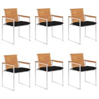 Tuinstoelen 6 st met kussens massief acaciahout