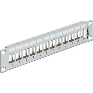 DeLOCK 10" Keystone Patch Panel 12 Port metal grey patchpaneel