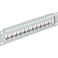 DeLOCK 10" Keystone Patch Panel 12 Port metal grey patchpaneel - thumbnail