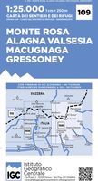 Wandelkaart 109 Monte Rosa - Alagna Valsesia - Macugnaga - Gressoney | IGC - Istituto Geografico Centrale - thumbnail