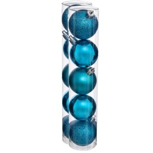 10x stuks kerstballen turquoise blauw glans en mat kunststof 5 cm