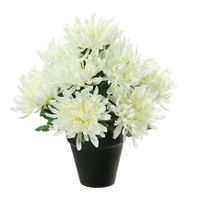 Kunstbloemen plant in pot - creme wit tinten - 28 cm - Bloemenstuk ornament - thumbnail