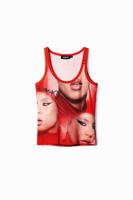 Nathy Peluso tanktop met gezichten - RED - S - thumbnail