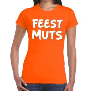 Feestmuts fun t-shirt oranje dames