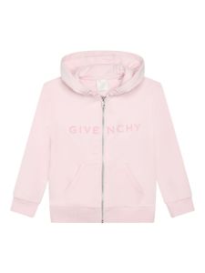 Givenchy Kids hoodie zippé à logo imprimé - Rose