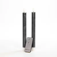 Anna&apos;s Collection LED dinerkaars 3d flame rustiek 23 cm zwart 2 stuks