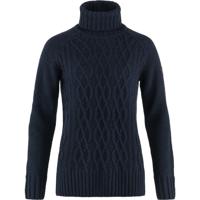 Fjallraven Övik Cable Knit Roller Neck Dames Trui Dark Navy S