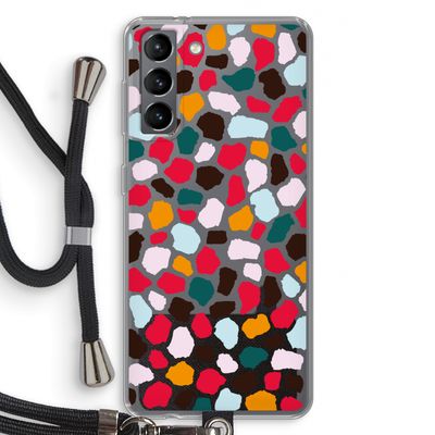 Colored Giraffe: Samsung Galaxy S21 Transparant Hoesje met koord