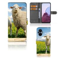 OPPO Reno 8 Lite | OnePlus Nord N20 | Telefoonhoesje | Met pasjeshouder | Schaap en Lammetje