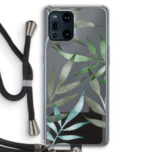Tropical watercolor leaves: Oppo Find X3 Transparant Hoesje met koord