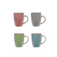 Excellent Houseware Koffiekopjes Stoneware - 12x stuks - multi-kleuren - 270 ml - keramiek