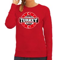 Have fear Turkey is here / Turkije supporter sweater rood voor dames - thumbnail