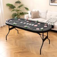 Opvouwbare Pokertafel voor 8 Spelers Speeltafel met Bekerhouders en Gevoerde Armsteun Zwart